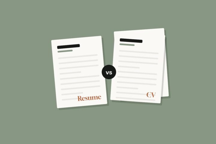 Illustration comparing a one-page resume with a two-page CV